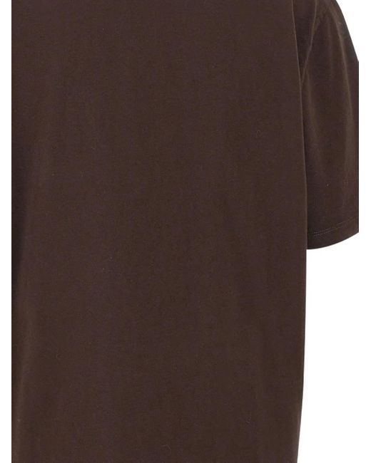 ROTATE BIRGER CHRISTENSEN Brown Logo-Embroidery Crew-Neck T-Shirt