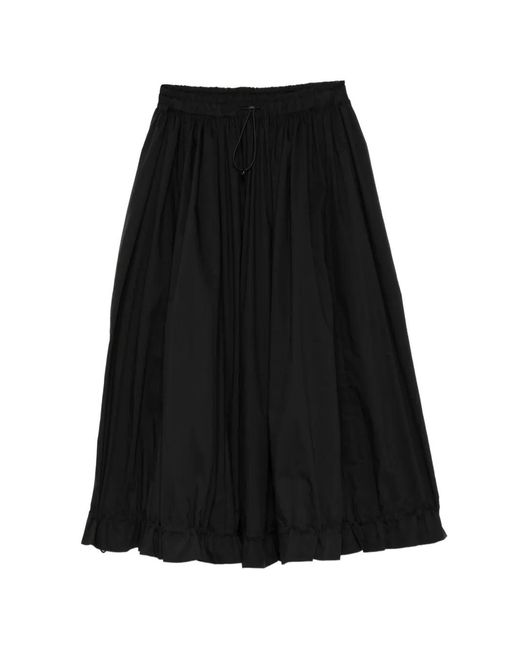 Yohji Yamamoto Black Gathered Midi Skirt