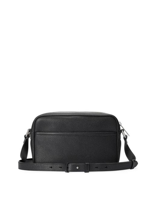 Gucci Black Mini Logo-Appliqué Leather Shoulder Bag for men
