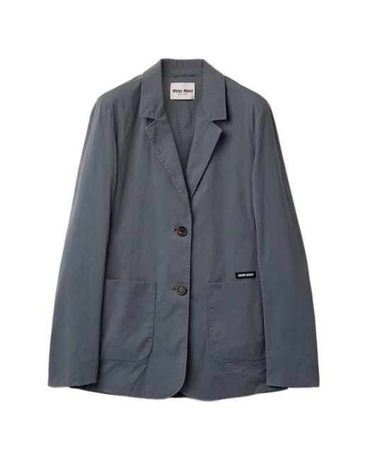 Miu Miu Blue Washed Stretch Poplin Jacket