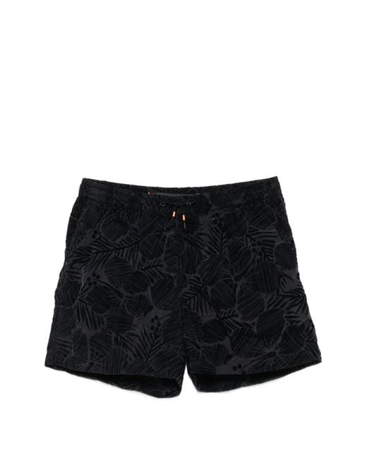 Rrd Black Floral-Print Drawstring Shorts for men