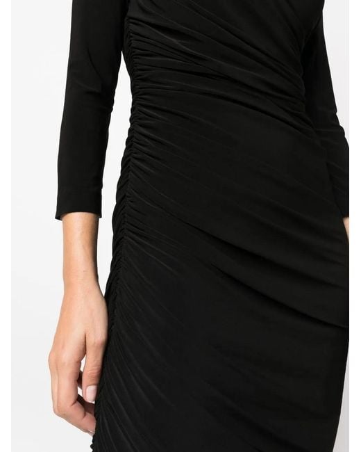 Norma Kamali Black Diana Ruched-Detail Midi Dress