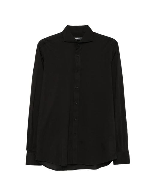 Karl Lagerfeld Black Modern Fit Button-Fastening Shirt for men