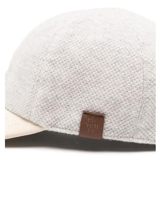 Eleventy White Cashmere Baseball Cap for men
