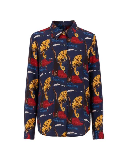 Laura Urbinati Blue Lemuri Silk Shirt