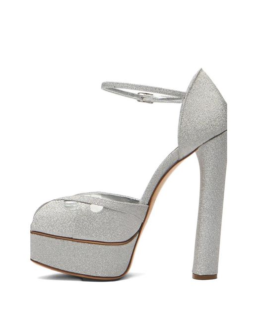 Casadei White Flora Solar Eclipse Platform Sandals