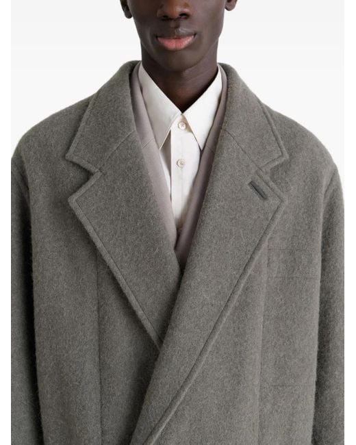 Lemaire Gray Felt Double-Breasted Coat for men