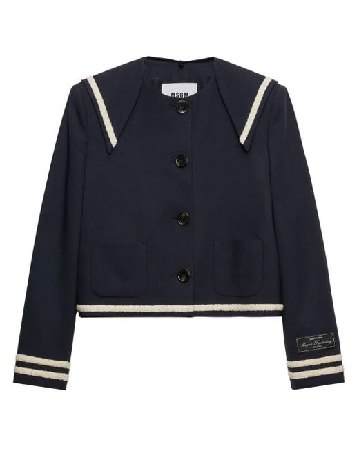 MSGM Blue Contrasting-Trim Jacket