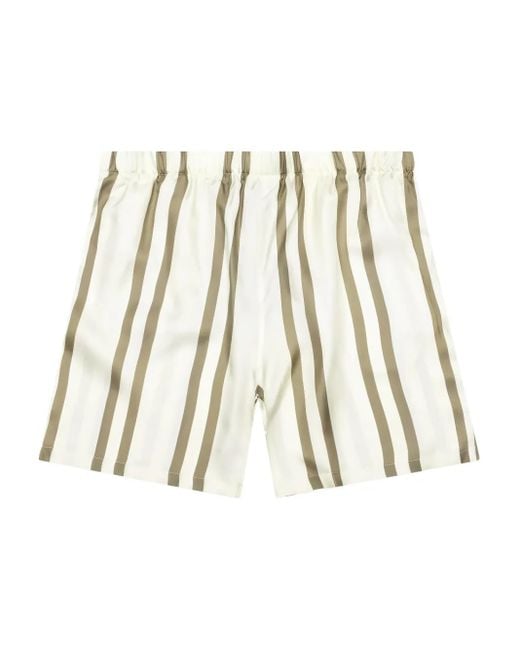メンズ John Elliott ストライプ シルクショートパンツ Natural