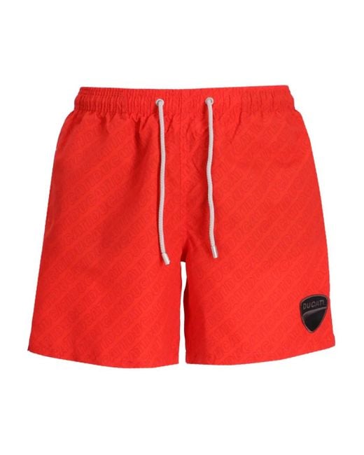 Mc2 Saint Barth Red Logo-Print Swim Shorts for men