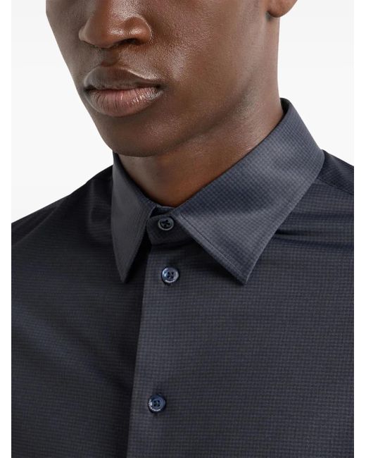 Emporio Armani Blue Satin-Finish Shirt for men