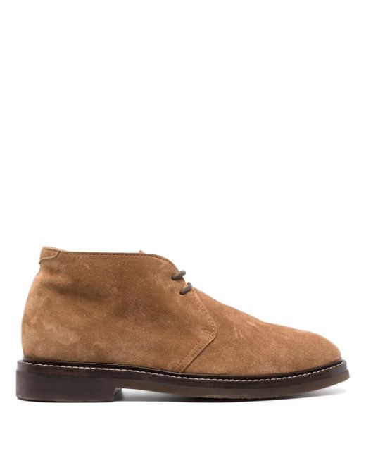 Brunello Cucinelli Brown Lace-Up Suede Ankle Boots for men