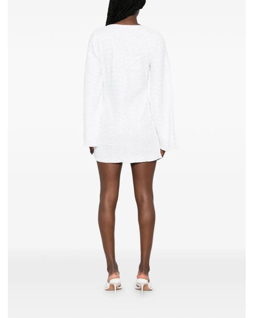 Oseree White Robe Courte À Paillettes Et Détail D'Anneau