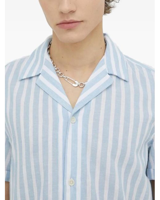 Drykorn Blue Stripe Short-Sleeve Shirt for men