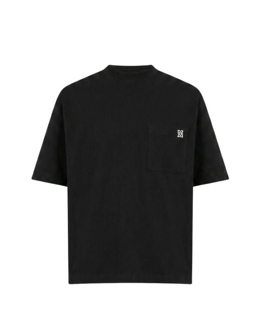 DSquared² Black D2 Logo-Print Pocket T-Shirt for men