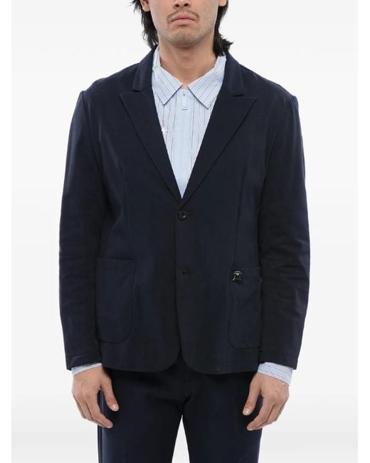 John Richmond Blue Peak-Lapel Single-Breasted Blazer for men