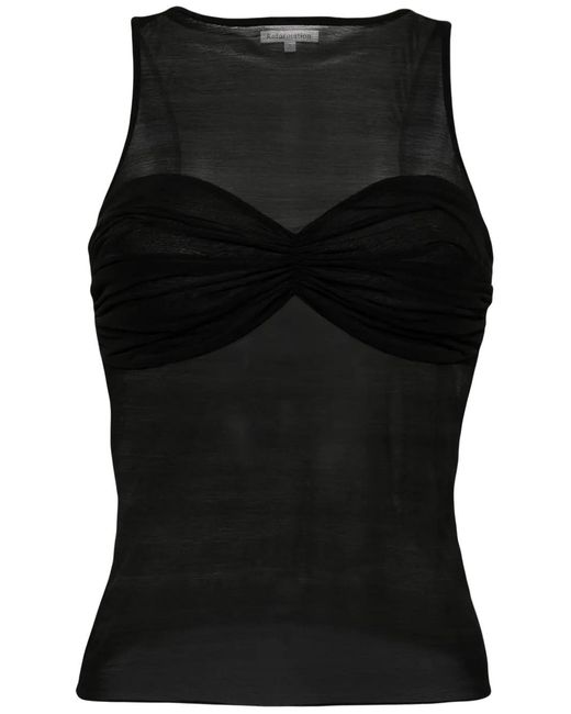 Reformation Black Rose Knit Top