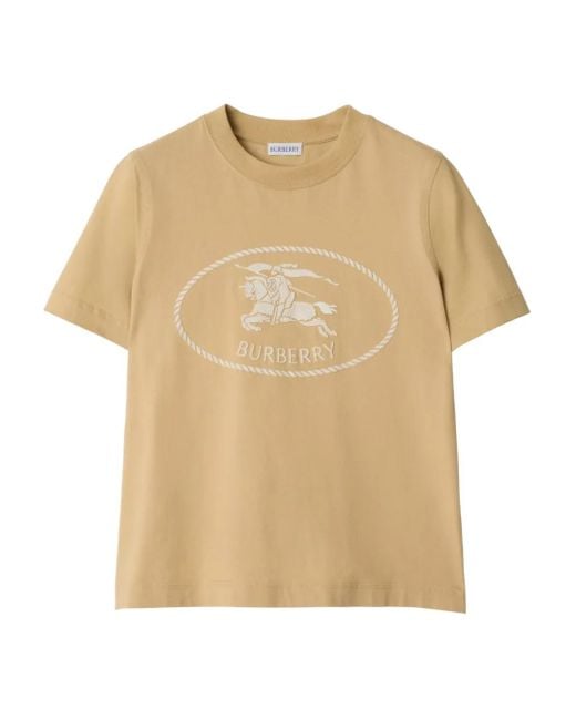 Burberry Natural Knight-Print Cotton T-Shirt