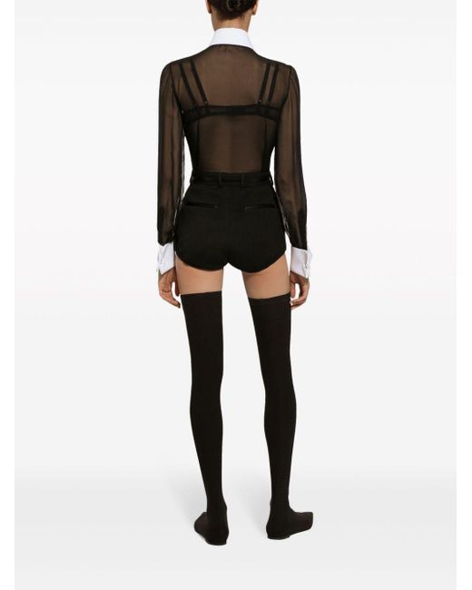 Dolce & Gabbana Black Semi-transparente Bluse