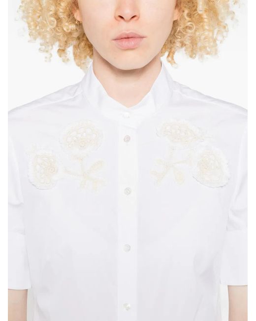 Erdem White Appliqué Short-Sleeve Shirt