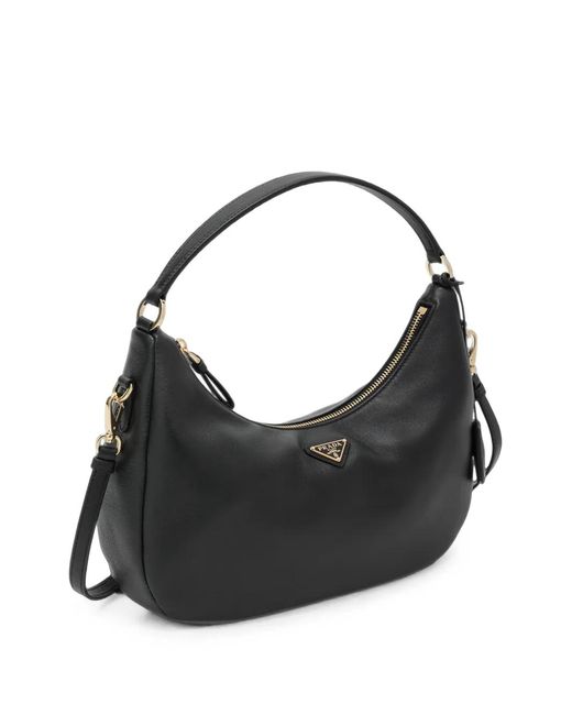 Prada Black Logo-Plaque Shoulder Bag