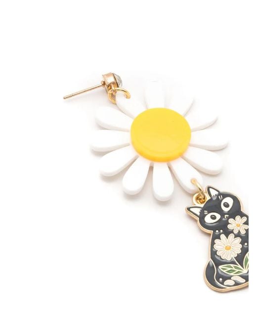 Amir Slama Metallic Cat-Charm Necklace Earrings Set
