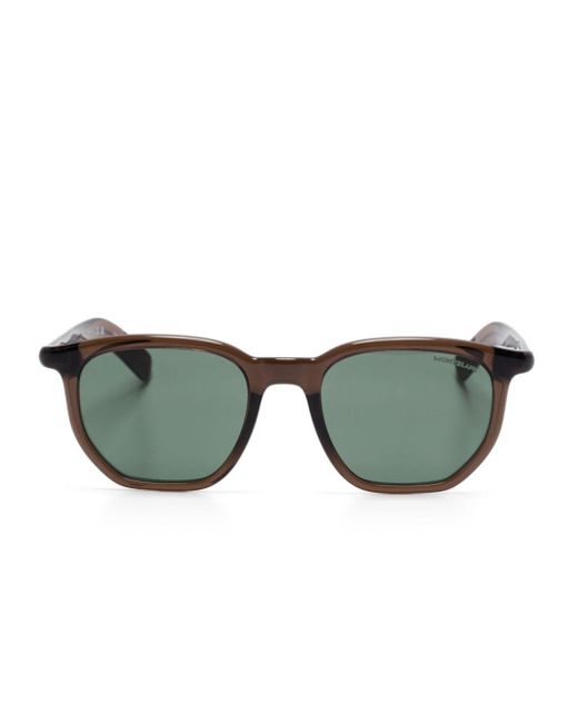 Montblanc Green Geometric-Frame Sunglasses for men