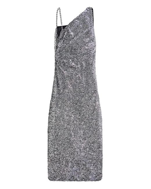 Area Gray Crystal-strap Sequin Gown