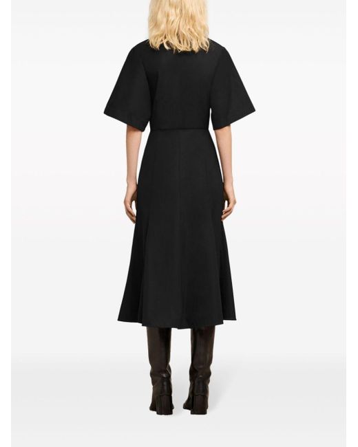 AMI Black Short-sleeve Cotton Midi Dress