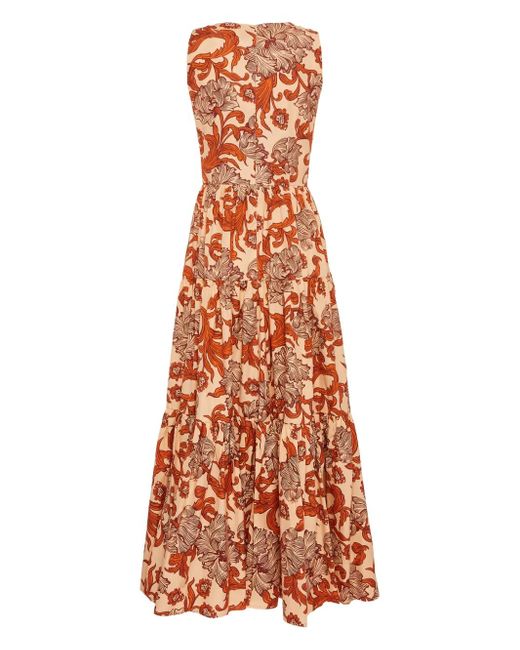 LaDoubleJ White Big Botanical-Print Poplin Dress