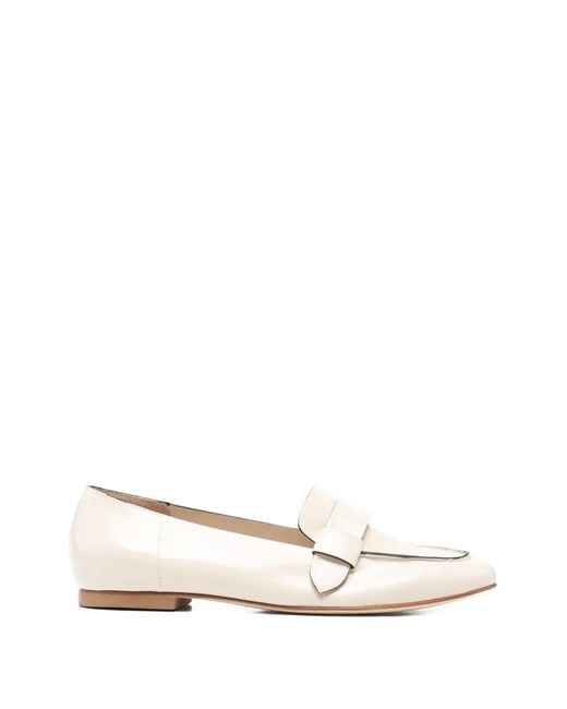 Anna F. Natural Patent-Finish Almond-Toe Loafers