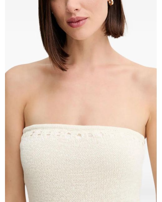 Guess White Leah Strapless Midi Dress