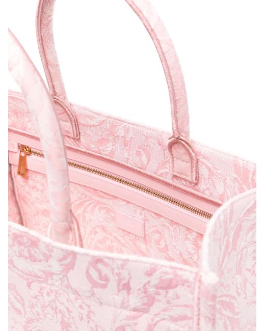 Versace Pink Large Embroidery Jacquard Tote Bags