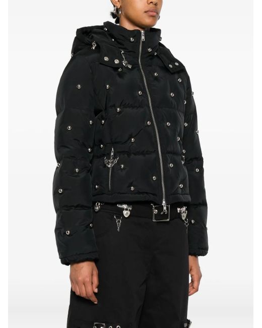 Chopova Lowena Black Fallout Hooded Studded Puffer Jacket
