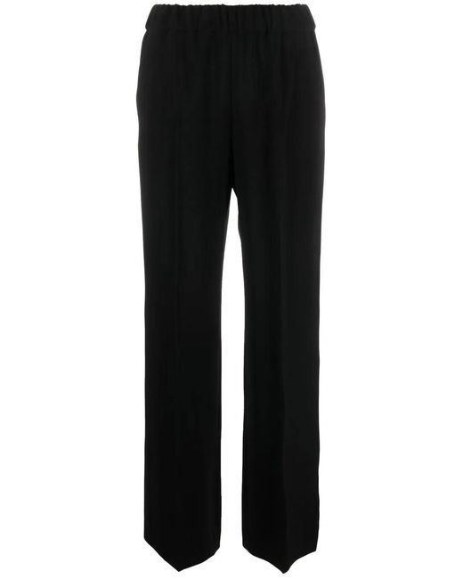Alberto Biani Black Elasticated Waist Straight-Leg Trousers