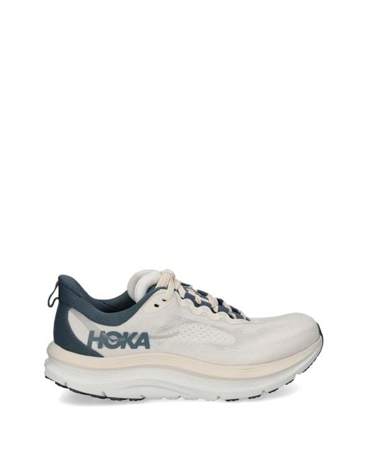 Hoka One One White Faded Nav Lace-Up Sneakers