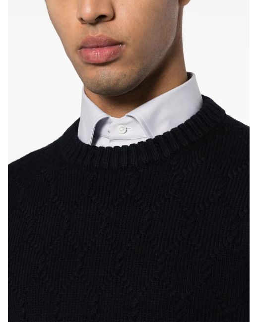 Canali Blue Crew-Neck Merino Wool Jumper for men