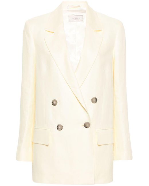 Peserico Natural Linen Double-breasted Blazer