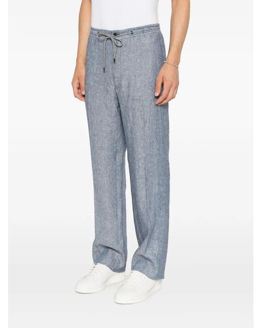 Corneliani Gray Drawstring Straight-Leg Trousers for men