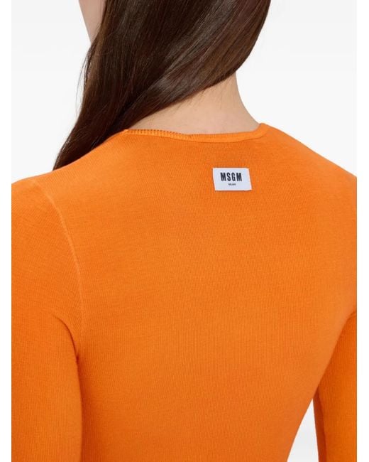 MSGM Orange Haut À Manches Longues