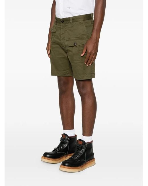 DSquared² Green Multi-Pocket Cargo Shorts for men
