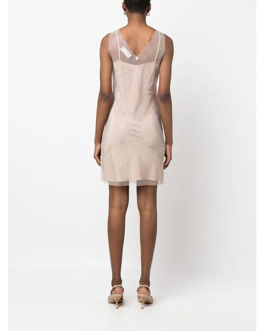 Blugirl Blumarine Natural Mesh-Trim Mini Dress