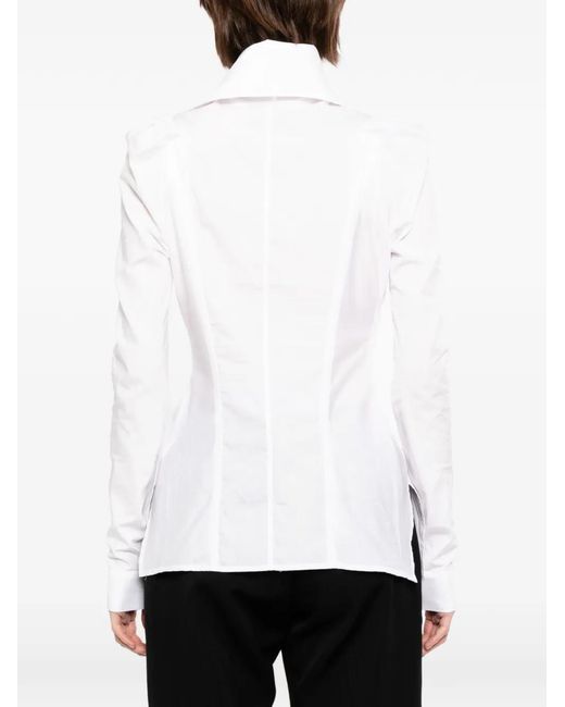 Yohji Yamamoto White Poplin Puff-Sleeve Shirt