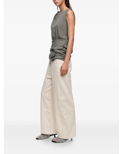 Bimba Y Lola White Stitched Barrel Trousers