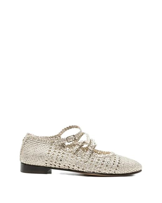CAREL PARIS White Braided Strap Flats