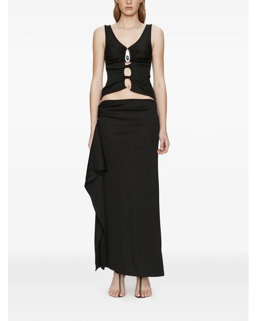 Christopher Esber Black Crystal-Pendant Cascade Skirt