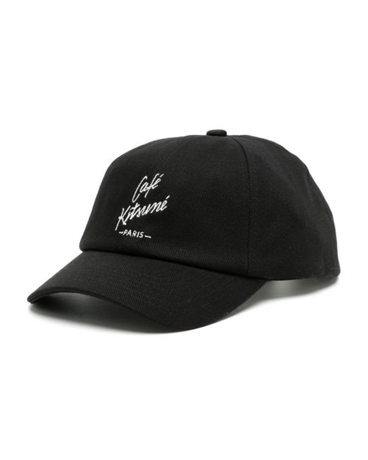 Cappello da baseball con ricamo di Café Kitsuné in Black