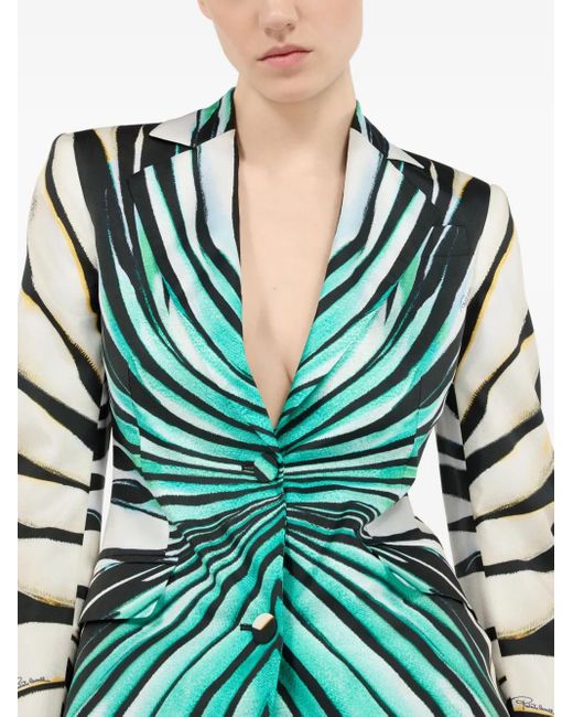 Roberto Cavalli Green Printed Blazer