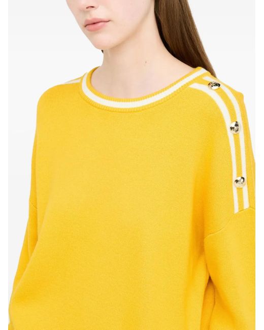 Liu Jo Yellow Logo-Detail Button-Embellished Jumper