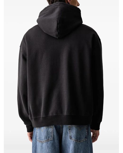 Levi's Black Workwear Logo-Patch Drawstring Hoodie for men